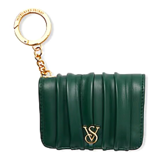 Victoria's Secret New PINK Signature Flap Card Case Keychain Wallet Hunter Green - Picture 6 of 7